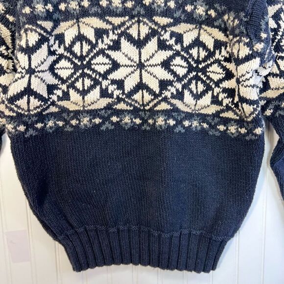 Vintage Ralph Lauren Sportsman Fair Isle Snowflake Sweater M Wool linen blue - Picture 12 of 15